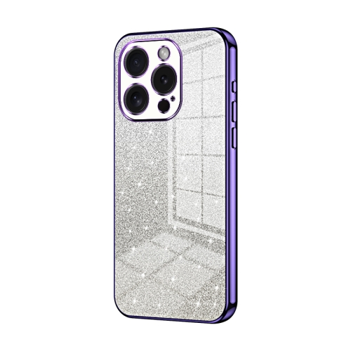 

For iPhone 15 Pro Gradient Glitter Powder Electroplated Phone Case(Purple)