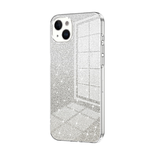 

For iPhone 14 Plus Gradient Glitter Powder Electroplated Phone Case(Transparent)
