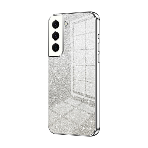 

For Samsung Galaxy S22 5G Gradient Glitter Powder Electroplated Phone Case(Silver)