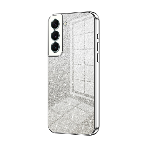 

For Samsung Galaxy S22+ 5G Gradient Glitter Powder Electroplated Phone Case(Silver)
