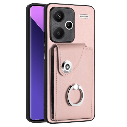 

For Xiaomi Redmi Note 13 Pro+ Organ Card Bag Ring Holder PU Phone Case(Pink)