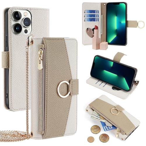 

For iPhone 13 Pro Max Crossbody Litchi Texture Leather Phone Case(White)