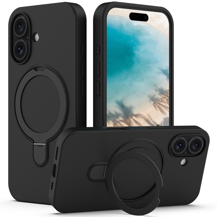 For iPhone 16 Liquid Silicone MagSafe Magnetic Phone Case with Ring Holder(Black)
For iPhone 16 Liquid Silicone MagSafe Magnetic Phone Case with Ring Holder(Black)