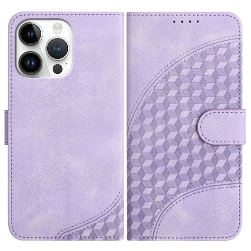 

For iPhone 15 Pro Max YX0060 Elephant Head Embossed Phone Leather Case with Lanyard(Light Purple)