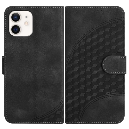 

For iPhone 11 YX0060 Elephant Head Embossed Phone Leather Case with Lanyard(Black)