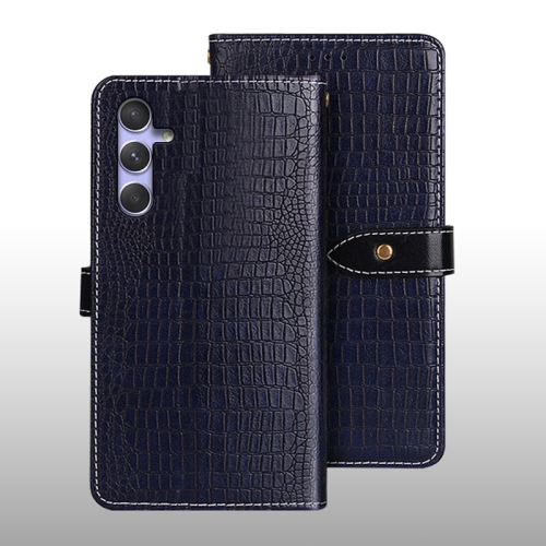 

For Samsung Galaxy S23 FE 5G idewei Crocodile Texture Leather Phone Case(Dark Blue)