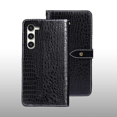 

For Samsung Galaxy S24 5G idewei Crocodile Texture Leather Phone Case(Black)