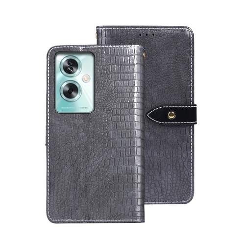 

For OPPO A79 5G Global idewei Crocodile Texture Leather Phone Case(Grey)