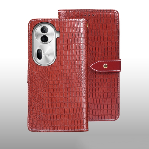 

For OPPO Reno11 Pro 5G Global idewei Crocodile Texture Leather Phone Case(Red)