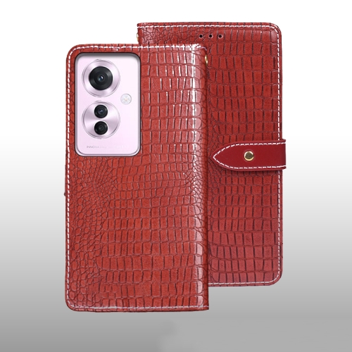 

For OPPO Reno11 F idewei Crocodile Texture Leather Phone Case(Red)