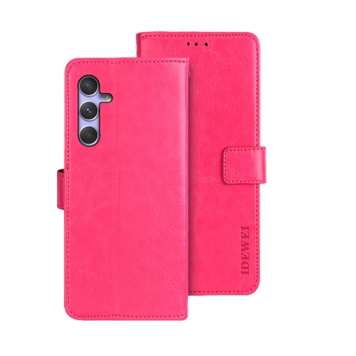 

For Samsung Galaxy S23 FE 5G idewei Crazy Horse Texture Leather Phone Case(Rose Red)