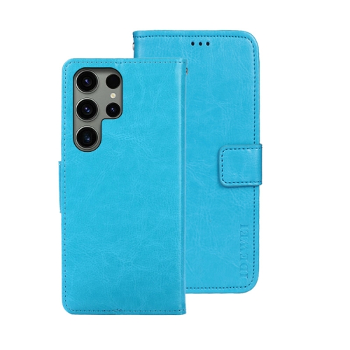 

For Samsung Galaxy S24 Ultra 5G idewei Crazy Horse Texture Leather Phone Case(Sky Blue)