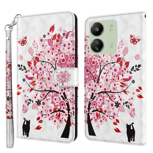 

For Xiaomi Redmi 13C 5G / 4G 3D Painting Pattern Flip Leather Phone Case(Cat Under The Tree)