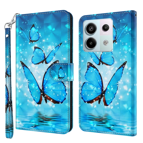

For Xiaomi Redmi Note 13 Pro 5G 3D Painting Pattern Flip Leather Phone Case(Three Butterflies)