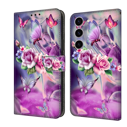 

For Samsung Galaxy S24+ 5G Crystal 3D Shockproof Protective Leather Phone Case(Butterfly)