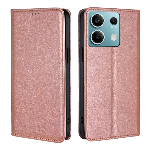 

For Xiaomi Redmi Note 13 4G Gloss Oil Solid Color Magnetic Leather Phone Case(Rose Gold)