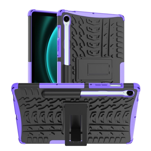 

For Samsung Galaxy Tab S9 FE Tire Texture TPU + PC Tablet Case with Holder(Purple)