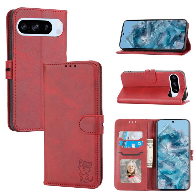 For Google Pixel 10 Pro XL Embossed Happy Cat Pattern Flip Leather Phone Case(Red)
For Google Pixel 10 Pro XL Embossed Happy Cat Pattern Flip Leather Phone Case(Red)