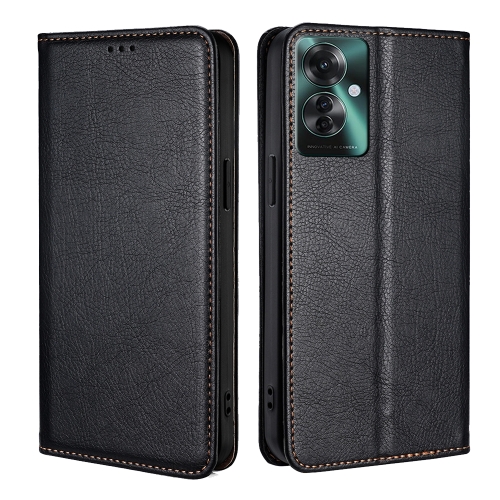 

For OPPO Reno11 F 5G Gloss Oil Solid Color Magnetic Leather Phone Case(Black)