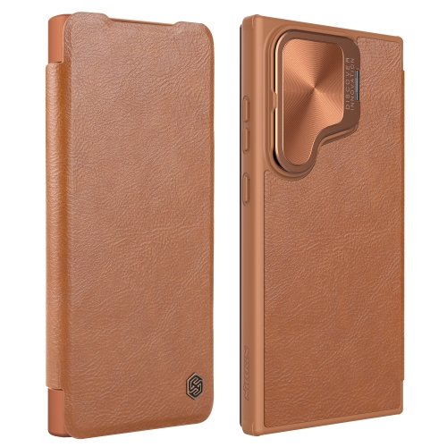 

For Samsung Galaxy S24 5G NILLKIN Qin Prop Series Flip Camera Cover Design Leather Phone Case(Brown)