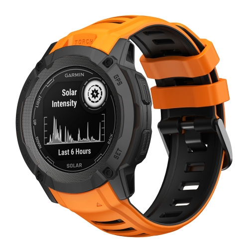 

For Garmin Instinct 2X Two Color Silicone Watch Band(Orange Black)