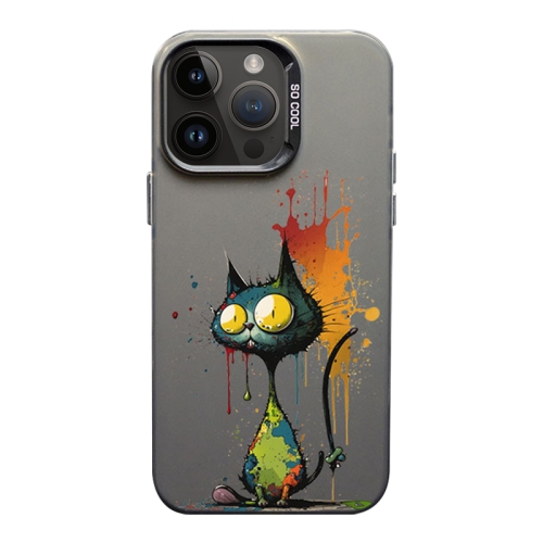 

For iPhone 14 Pro Color Ink Frosted PC+TPU Phone Case(Big Eyed Cat)