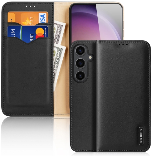 

For Samsung Galaxy S24+ 5G DUX DUCIS Hivo Series Cowhide + PU + TPU Flip Phone Case(Black)