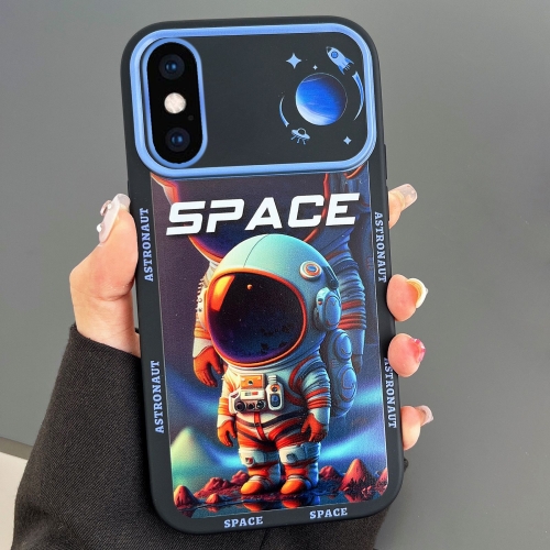 

For iPhone XS Max Astronaut Pattern Large Window TPU Phone Case(Blue)