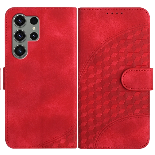 

For Samsung Galaxy S24 Ultra 5G YX0060 Elephant Head Embossed Phone Leather Case with Lanyard(Red)
