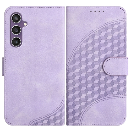 

For Samsung Galaxy S23 FE 5G YX0060 Elephant Head Embossed Phone Leather Case with Lanyard(Light Purple)