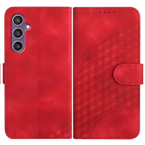 

For Samsung Galaxy S23 FE 5G YX0060 Elephant Head Embossed Phone Leather Case with Lanyard(Red)