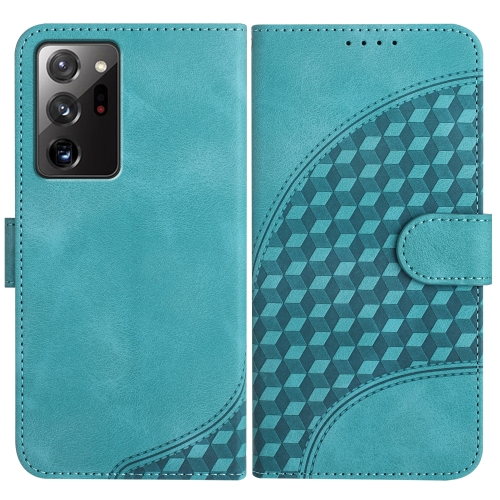 

For Samsung Galaxy Note20 Ultra YX0060 Elephant Head Embossed Phone Leather Case with Lanyard(Light Blue)