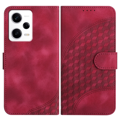

For Xiaomi Redmi Note 12 Pro+ Global YX0060 Elephant Head Embossed Phone Leather Case with Lanyard(Rose Red)
