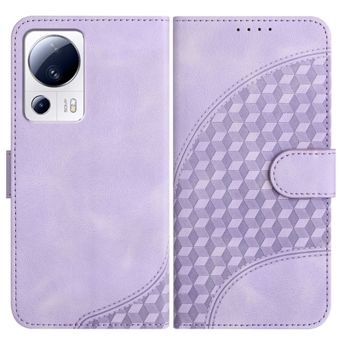 

For Xiaomi Civi 2/13 Lite YX0060 Elephant Head Embossed Phone Leather Case with Lanyard(Light Purple)