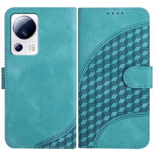 

For Xiaomi Civi 2/13 Lite YX0060 Elephant Head Embossed Phone Leather Case with Lanyard(Light Blue)