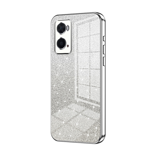 

For OPPO A36 / A76 / A96 4G Global Gradient Glitter Powder Electroplated Phone Case(Silver)