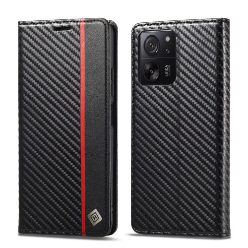

For Xiaomi 13T / 13T Pro LC.IMEEKE Carbon Fiber Texture Flip Leather Phone Case(Vertical Black)