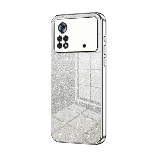 

For Xiaomi Poco X4 Pro 5G Gradient Glitter Powder Electroplated Phone Case(Silver)