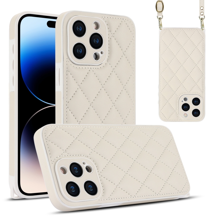 For iPhone 14 Pro Max Rhombic Texture Phone Case with Dual Lanyard(White)
For iPhone 14 Pro Max Rhombic Texture Phone Case with Dual Lanyard(White)