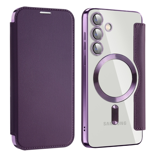 

For Samsung Galaxy S24+ 5G MagSafe Magnetic RFID Anti-theft Leather Phone Case(Dark Purple)
