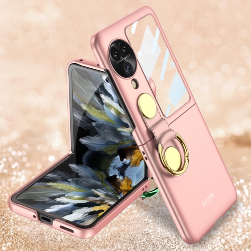 

For OPPO Find N3 Flip GKK Integrated Ultra-thin Rotating Ring Full Coverage Phone Case(Pink)