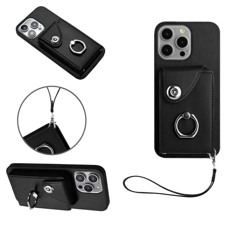 For iPhone 15 Pro Organ Card Bag Ring Holder PU Phone Case with Lanyard(Black)
For iPhone 15 Pro Organ Card Bag Ring Holder PU Phone Case with Lanyard(Black)