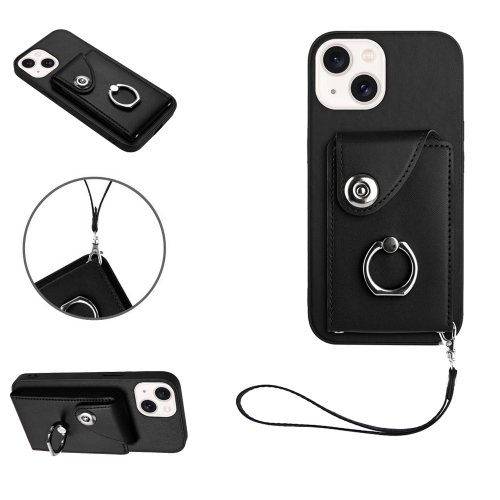 For iPhone 14 Plus Organ Card Bag Ring Holder PU Phone Case with Lanyard(Black)
For iPhone 14 Plus Organ Card Bag Ring Holder PU Phone Case with Lanyard(Black)