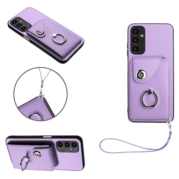 For Samsung Galaxy A15 4G Global Organ Card Bag Ring Holder PU Phone Case with Lanyard(Purple)
For Samsung Galaxy A15 4G Global Organ Card Bag Ring Holder PU Phone Case with Lanyard(Purple)