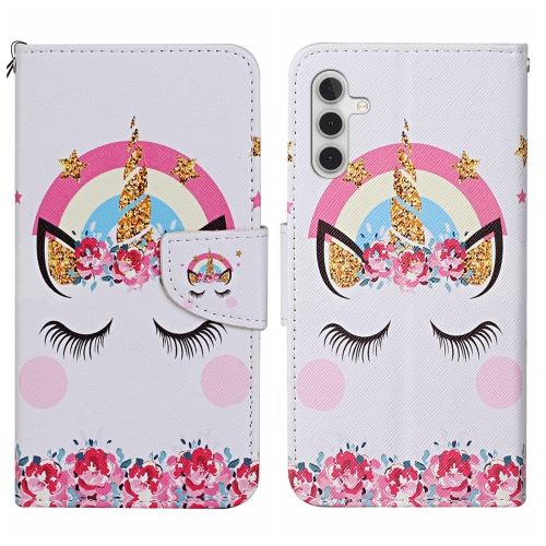 

For Samsung Galaxy S24+ 5G Colored Drawing Pattern Leather Phone Case(Crown Unicorn)