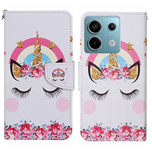

For Xiaomi Redmi Note 13 Pro Colored Drawing Pattern Leather Phone Case(Crown Unicorn)