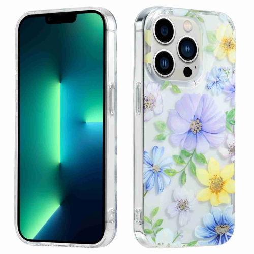 

For iPhone 13 Pro Max Electroplated Symphony Phone Case(Green Grass Flower)