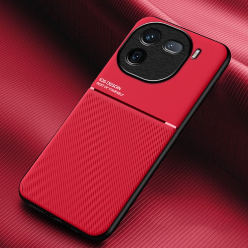 

For vivo iQOO 12 Pro Classic Tilt Strip Grain Magnetic Shockproof PC + TPU Phone Case(Red)