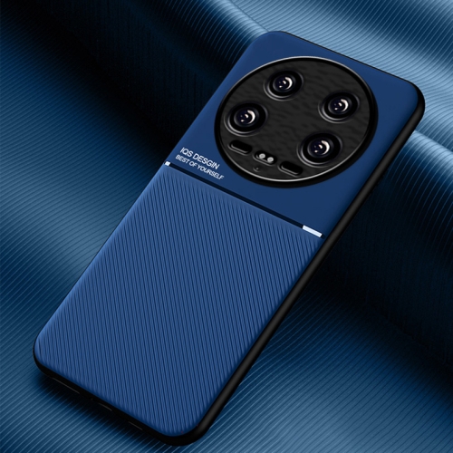 

For Xiaomi 14 Ultra Classic Tilt Strip Grain Magnetic Shockproof PC + TPU Phone Case(Blue)