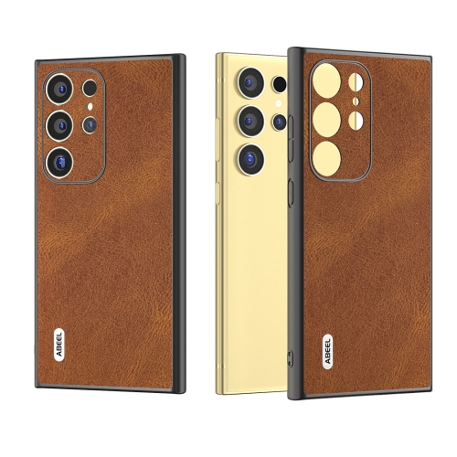 

For Samsung Galaxy S24 Ultra 5G ABEEL Retro Texture PU Phone Case(Brown)